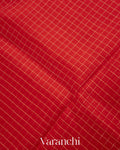 Deep Red Pure Crush Kora Silk Saree