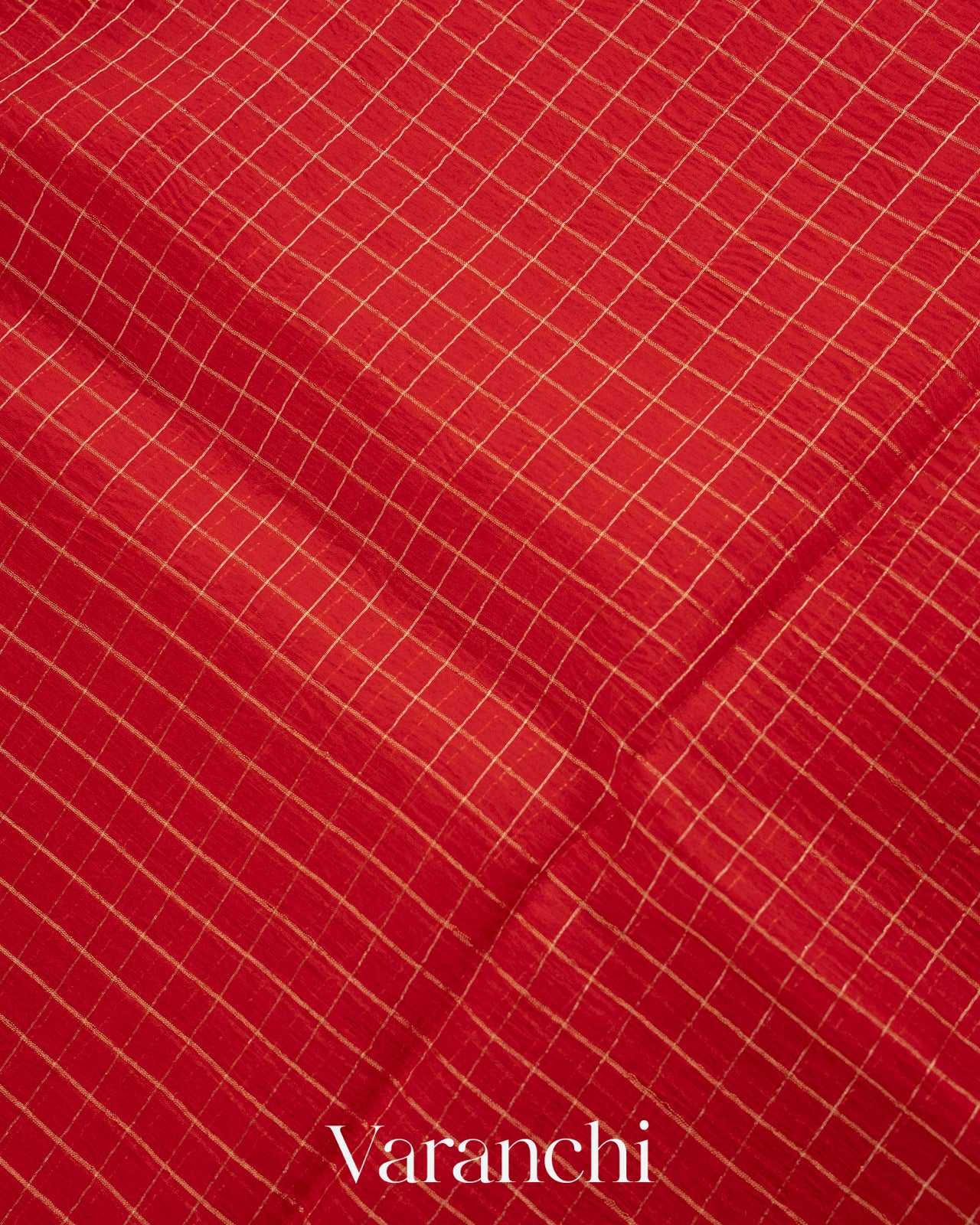 Deep Red Pure Crush Kora Silk Saree
