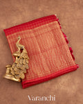 Deep Red Pure Crush Kora Silk Saree