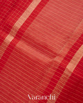 Deep Red Pure Crush Kora Silk Saree