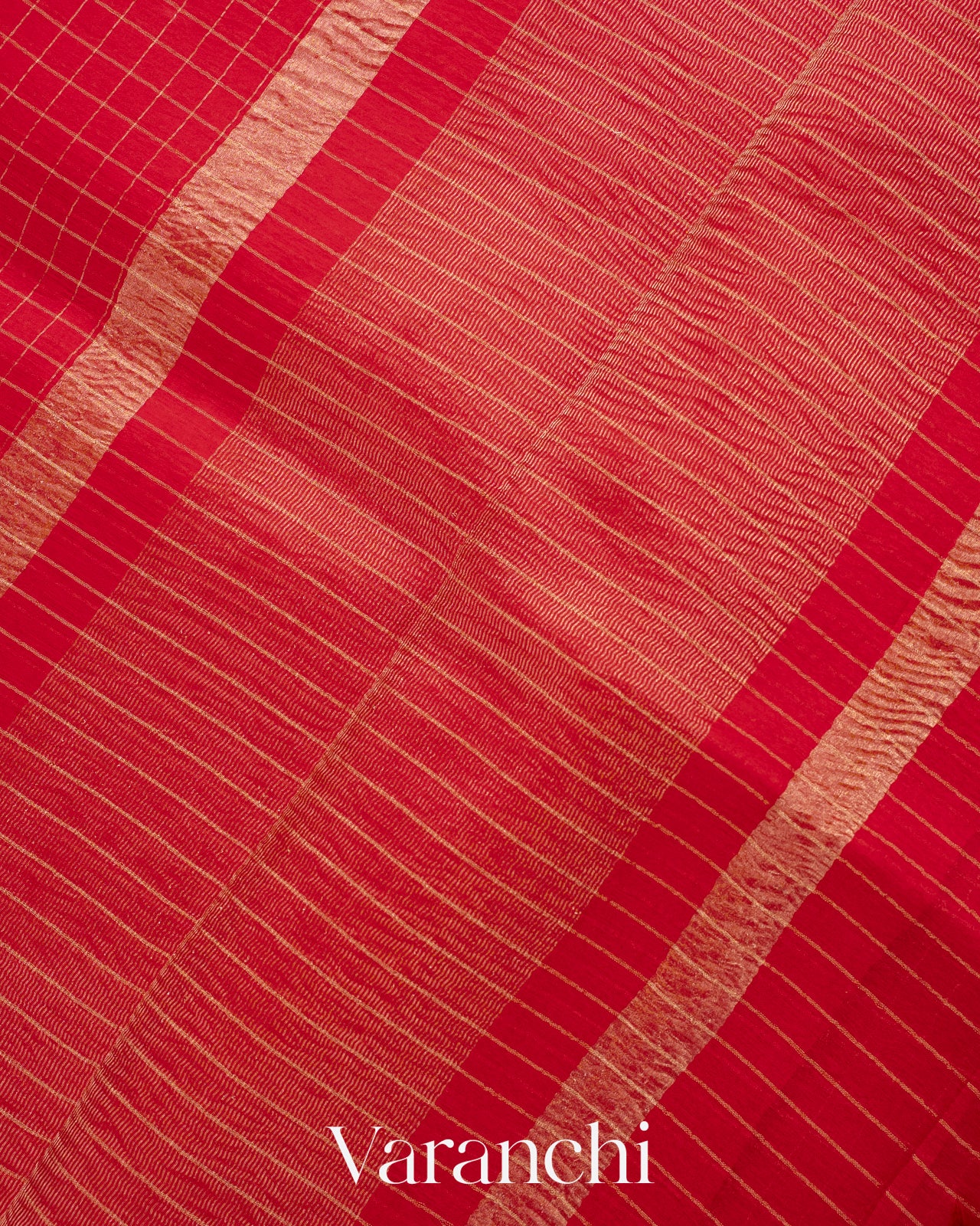 Red Pure Crush Kora Silk Saree