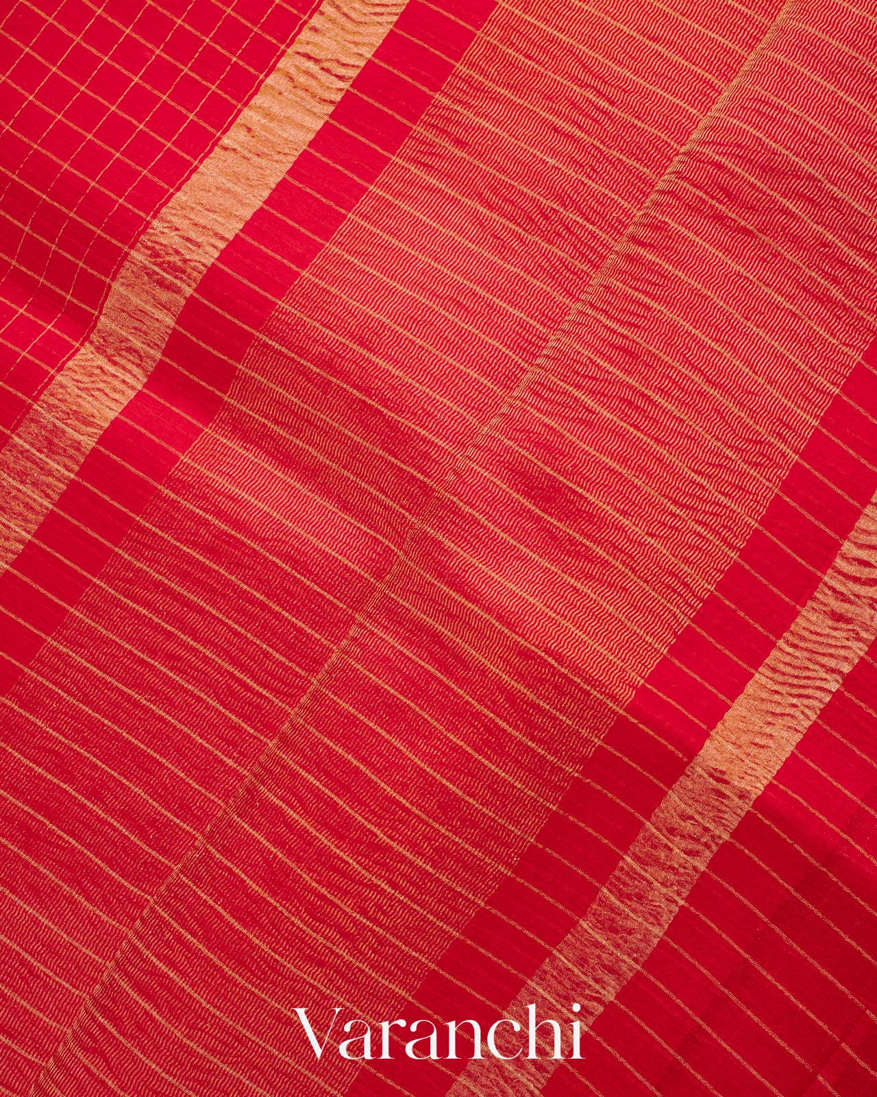 Red Pure Crush Kora Silk Saree