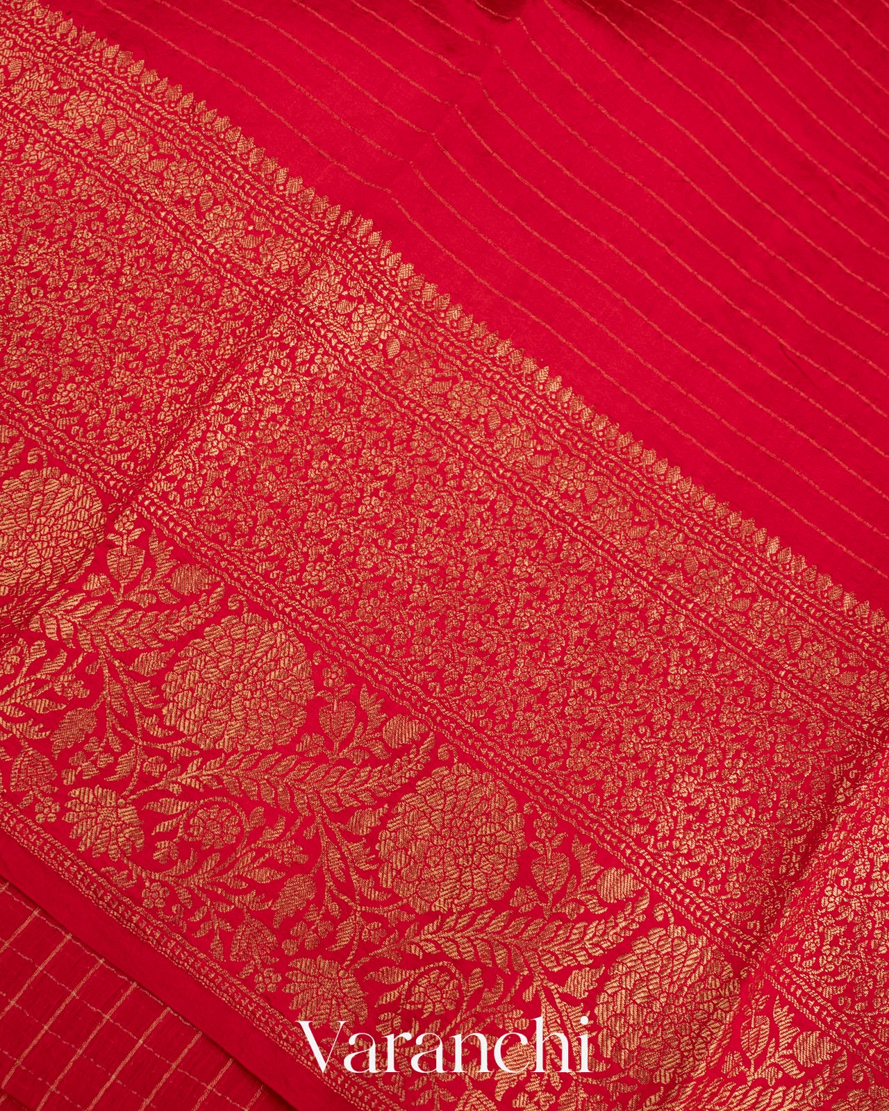 Red Pure Crush Kora Silk Saree