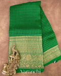 Dark Green Pure Crush Tissue Kora Silk Saree