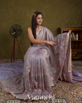 Lavender Pure Crush Tissue Kora Silk Saree 