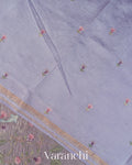 Lavender Pure Crush Tissue Kora Silk Saree 