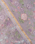 Lavender Pure Crush Tissue Kora Silk Saree 