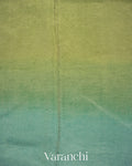 Sea Blue and Olive Gold Ombre-Dyed Pure Crush Tissue Kora Silk Saree 