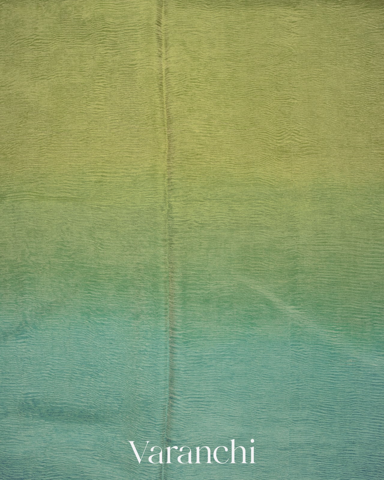 Sea Blue and Olive Gold Ombre-Dyed Pure Crush Tissue Kora Silk Saree 