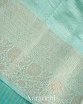 Aqua Green Pure Crush Kora Silk Saree