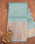 Powder Blue Pure Crush Kora Silk Saree