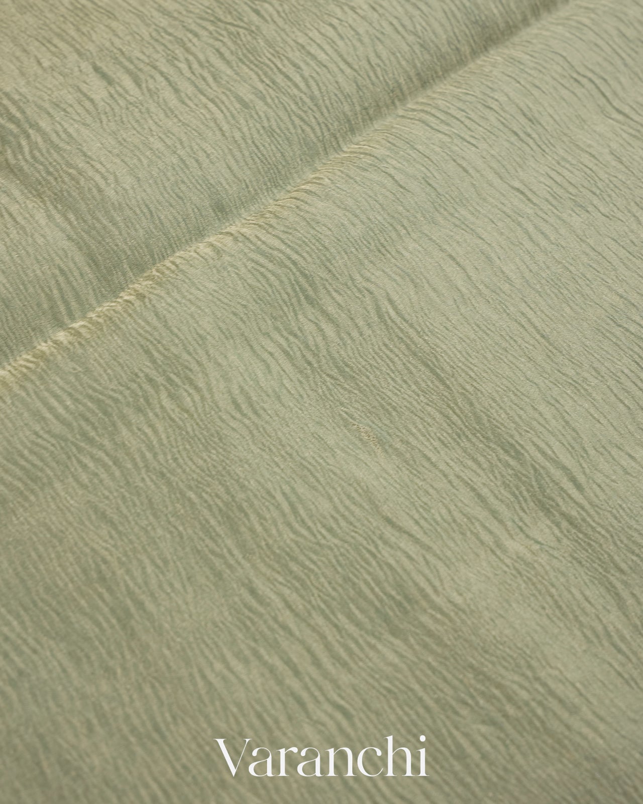 Sage Green Pure Crush Tissue Kora Silk Saree