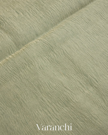 Sage Green Pure Crush Tissue Kora Silk Saree
