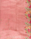  Blush Pink Petit-Point Embroidered Pure Crush Tissue Kora Silk Saree 