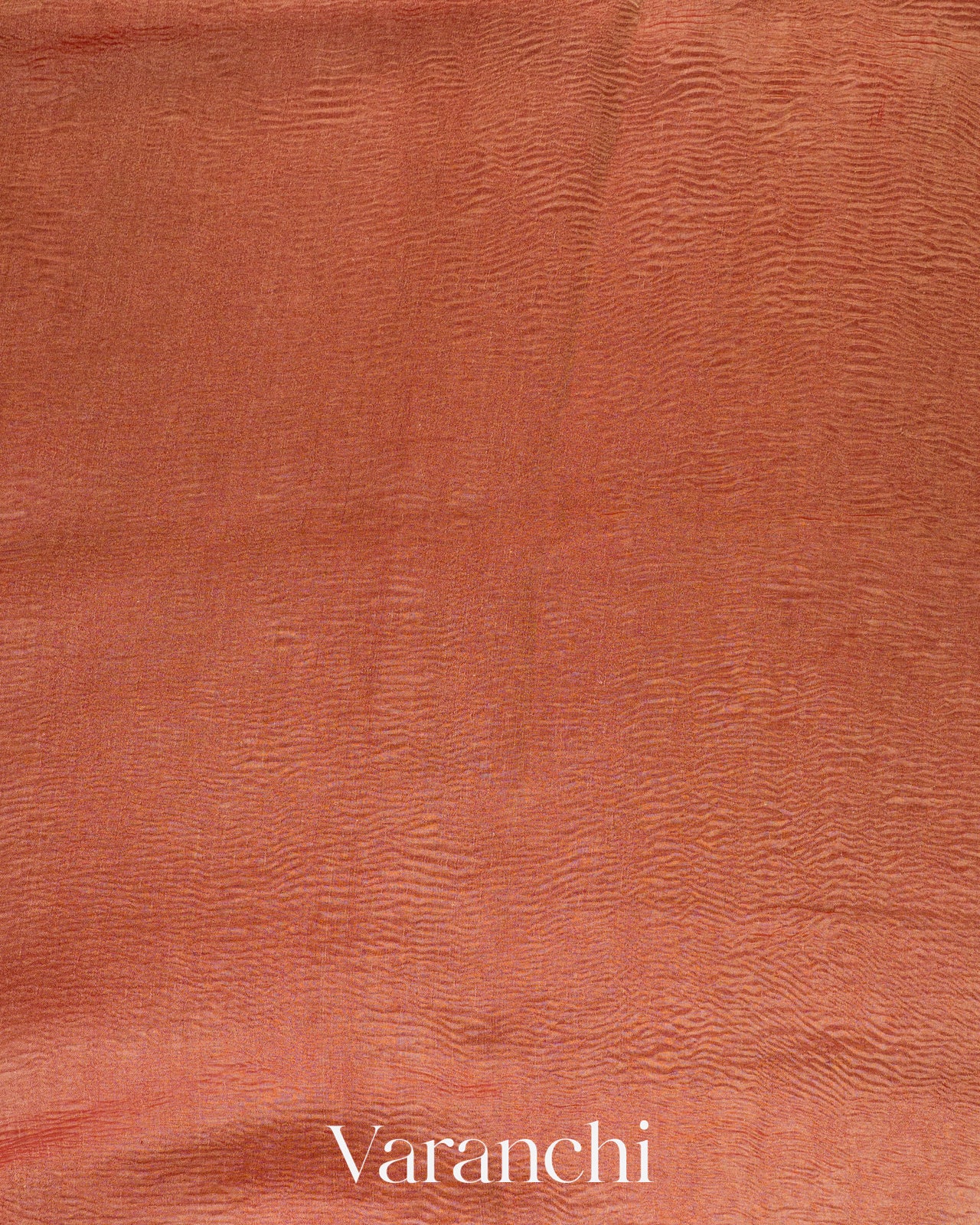 Rust Orange Petit-Point Embroidered Pure Crush Tissue Kora Silk Saree