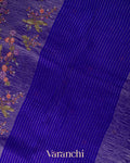 Royal Purple Floral Embroidered Pure Crush Tissue Kora Silk Saree