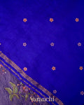 Royal Purple Floral Embroidered Pure Crush Tissue Kora Silk Saree