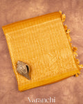 Turmeric Yellow Pure Crush Kora Silk Saree