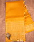Turmeric Yellow Pure Crush Kora Silk Saree