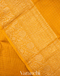 Turmeric Yellow Pure Crush Kora Silk Saree