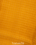 Turmeric Yellow Pure Crush Kora Silk Saree
