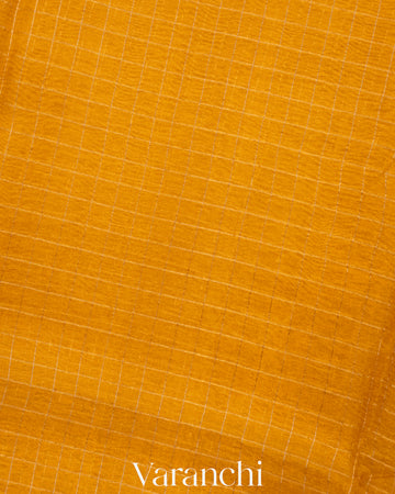 Turmeric Yellow Pure Crush Kora Silk Saree