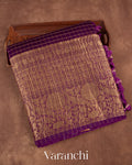 Wine Purple Pure Crush Kora Silk Saree