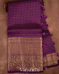 Wine Purple Pure Crush Kora Silk Saree