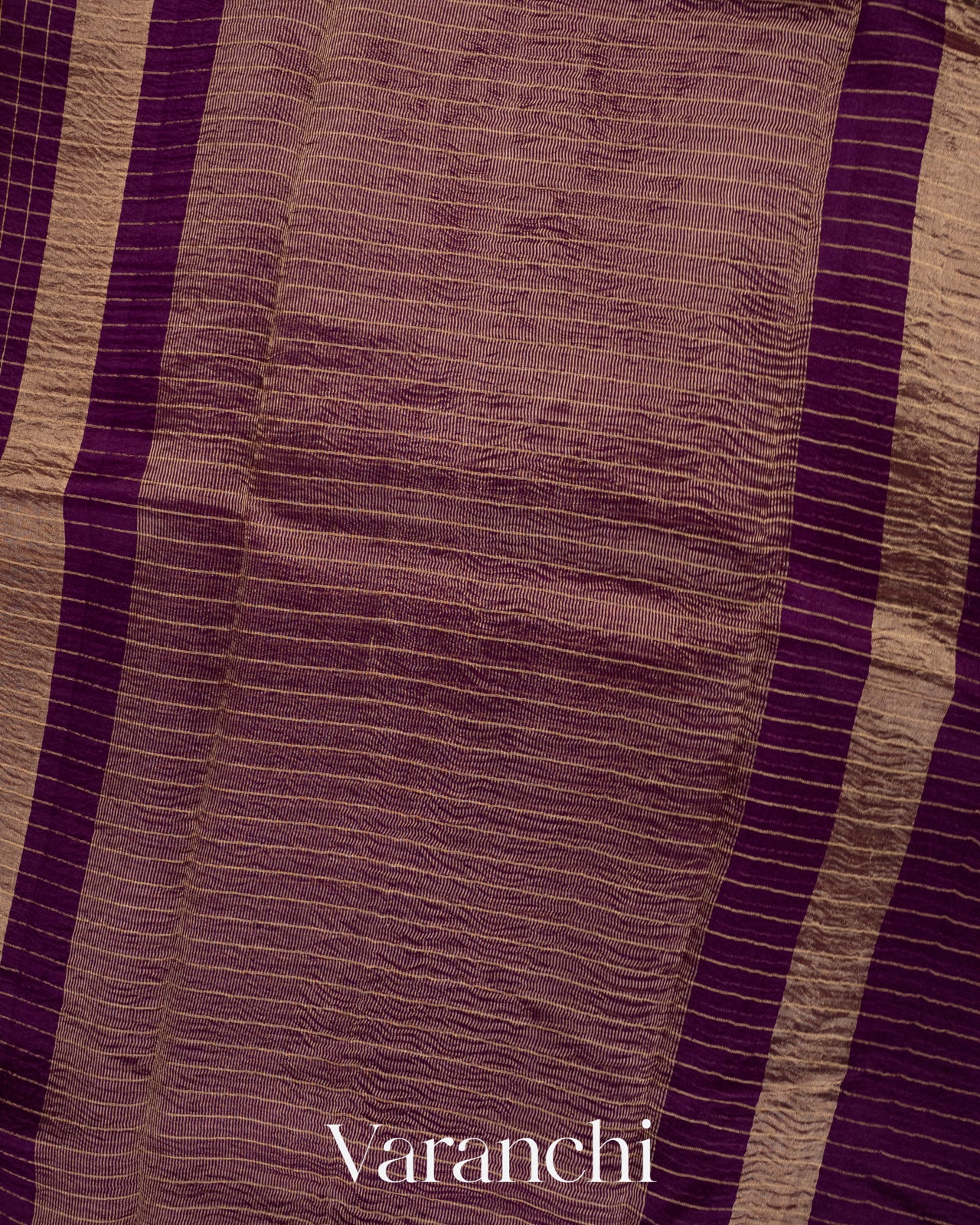 Wine Purple Pure Crush Kora Silk Saree