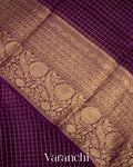 Wine Purple Pure Crush Kora Silk Saree