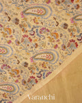 Butter Yellow Pure Crush Tissue Kora Silk Saree
