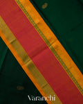 Deep Green Korvai Pure Kanchipuram Silk Cotton Handloom Saree 
