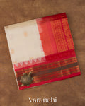 Off White  Korvai Pure Kanchipuram Silk Cotton Handloom Saree 