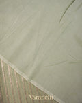 Sage Green Tissue Striped and Pichwai Embroidered Border Pure Kora Silk Saree