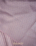 Lavender Tissue Striped and Pichwai Embroidered Border Pure Kora Silk Saree
