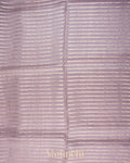 Lavender Tissue Striped and Pichwai Embroidered Border Pure Kora Silk Saree
