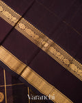 Coffee Brown Checkered Pure Kanchipuram Silk Cotton Handloom Saree 