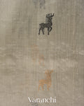 Ash Grey Pure Korvai Kanchipuram Silk Cotton Handloom Saree