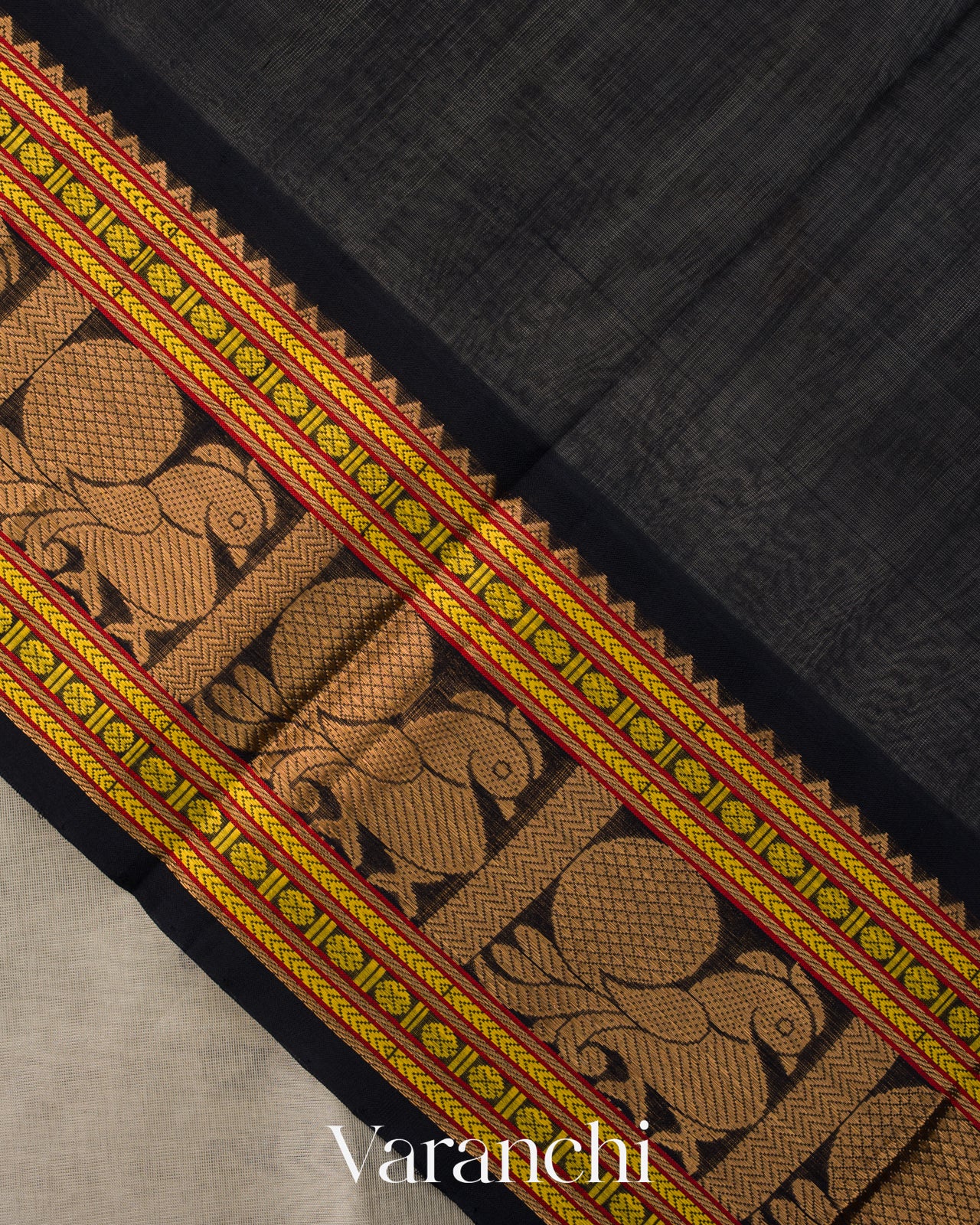 Ash Grey Pure Korvai Kanchipuram Silk Cotton Handloom Saree