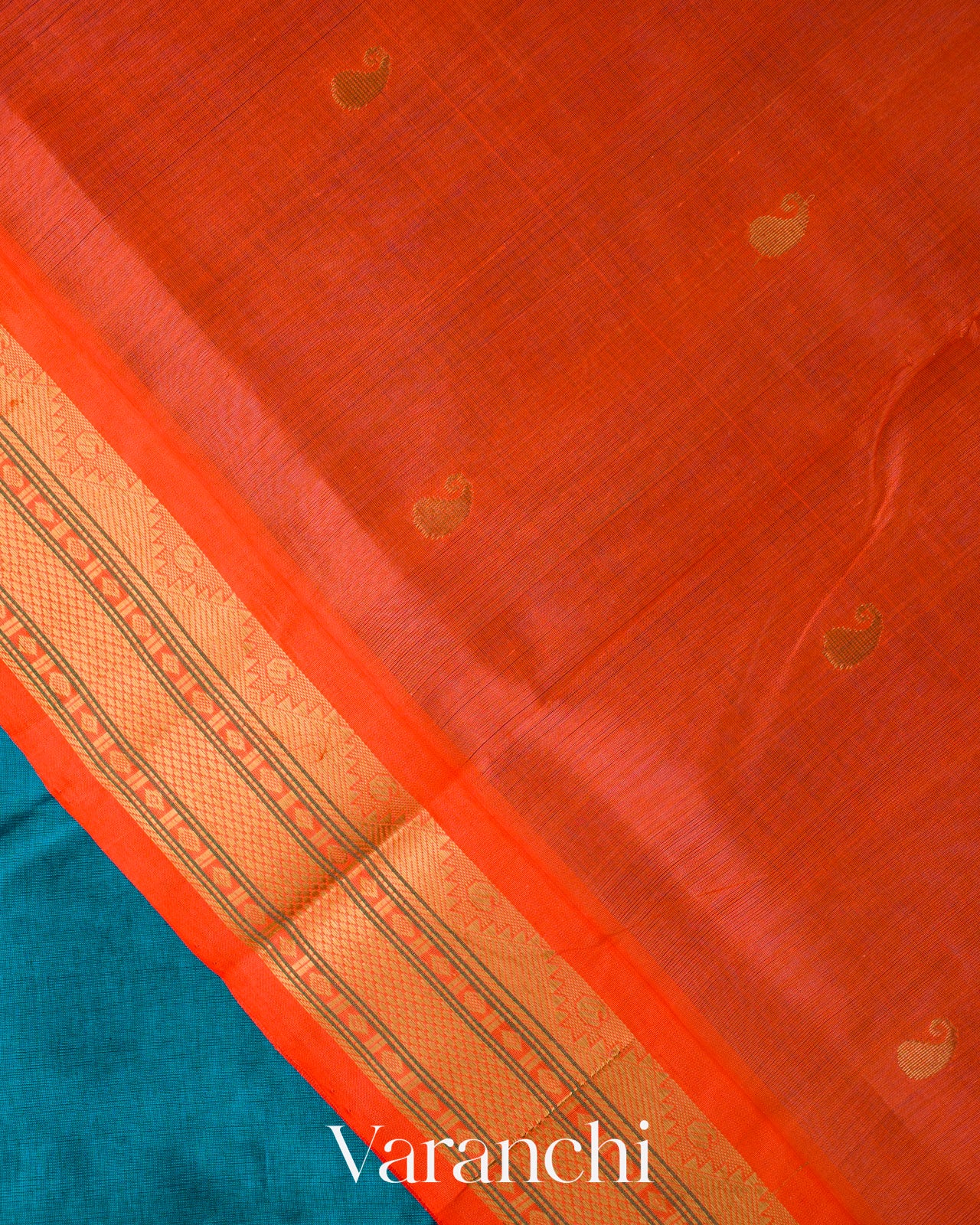 Royal Blue Pure Kanchipuram Silk Cotton Handloom Saree 