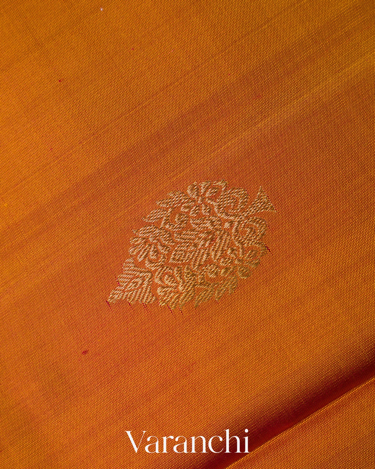 Peel Orange Pure Kanchipuram Silk Saree 