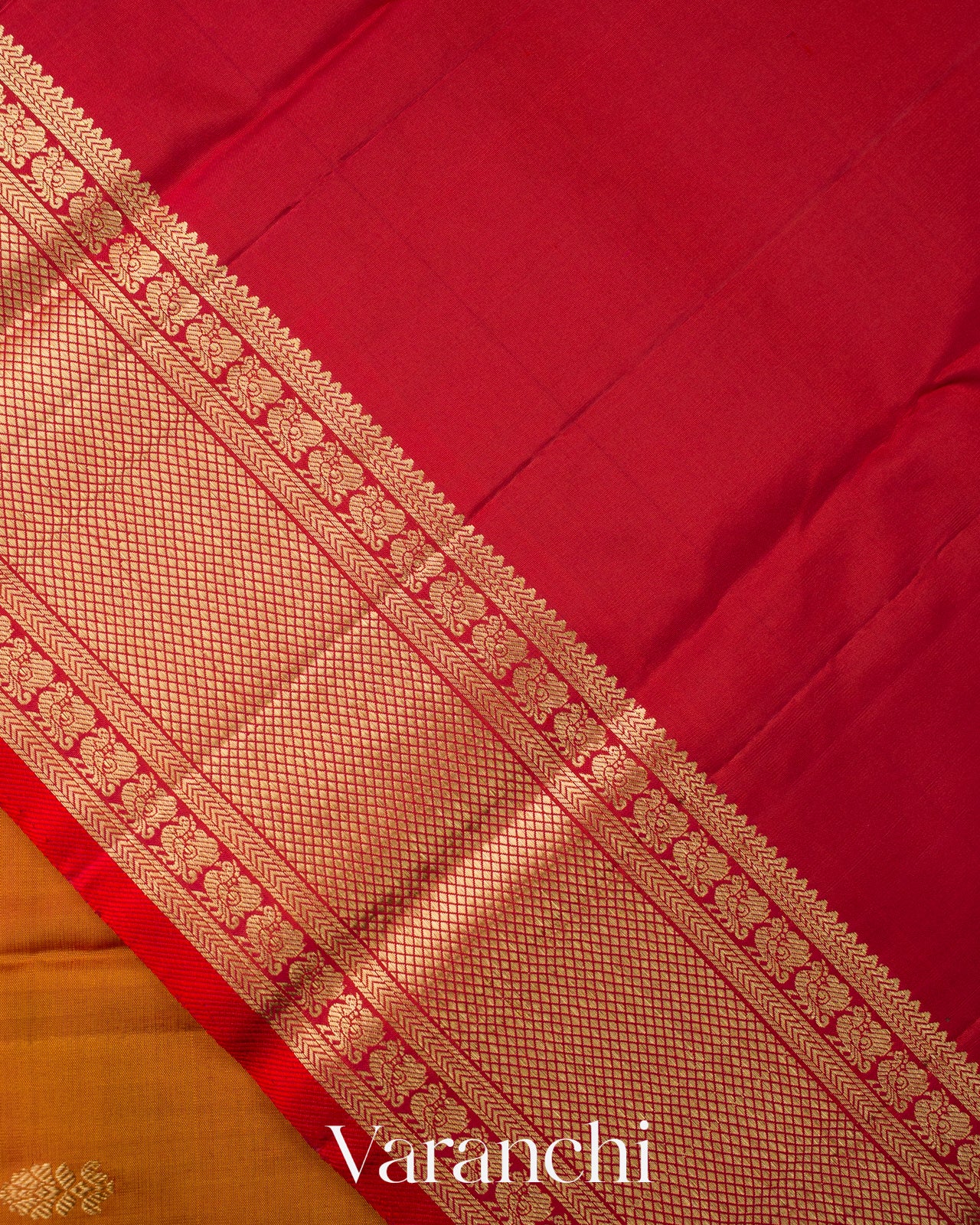 Peel Orange Pure Kanchipuram Silk Saree 
