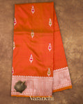 Vermilion Orange Pure Katan Silk Handloom Saree