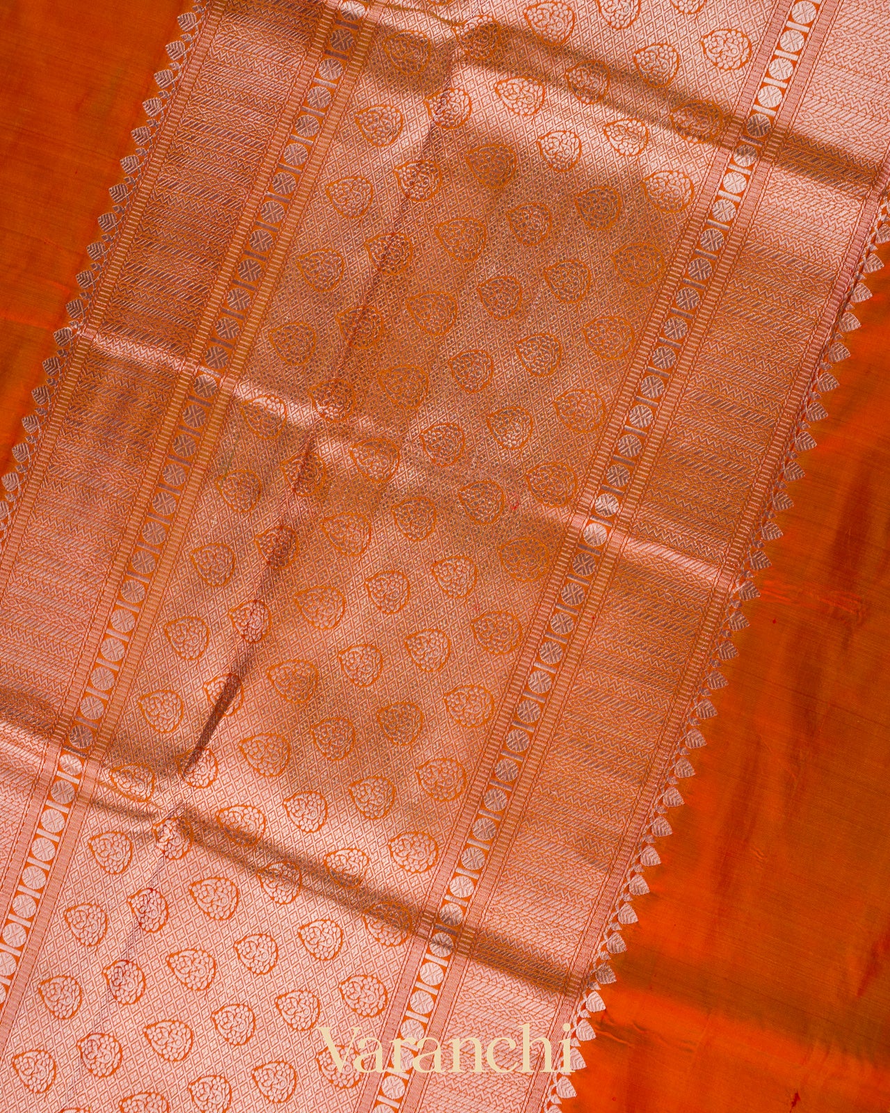 Vermilion Orange Pure Katan Silk Handloom Saree