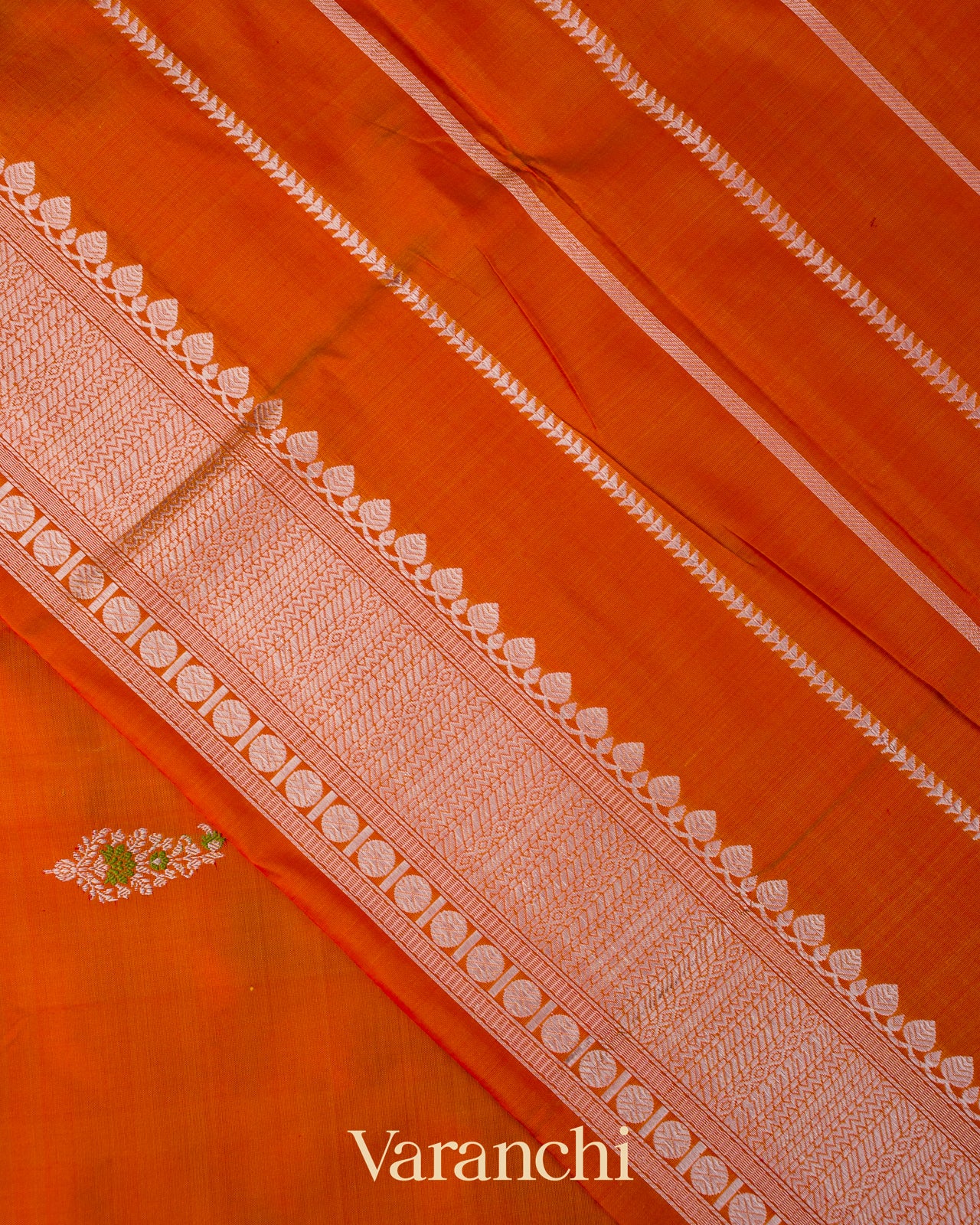 Vermilion Orange Pure Katan Silk Handloom Saree