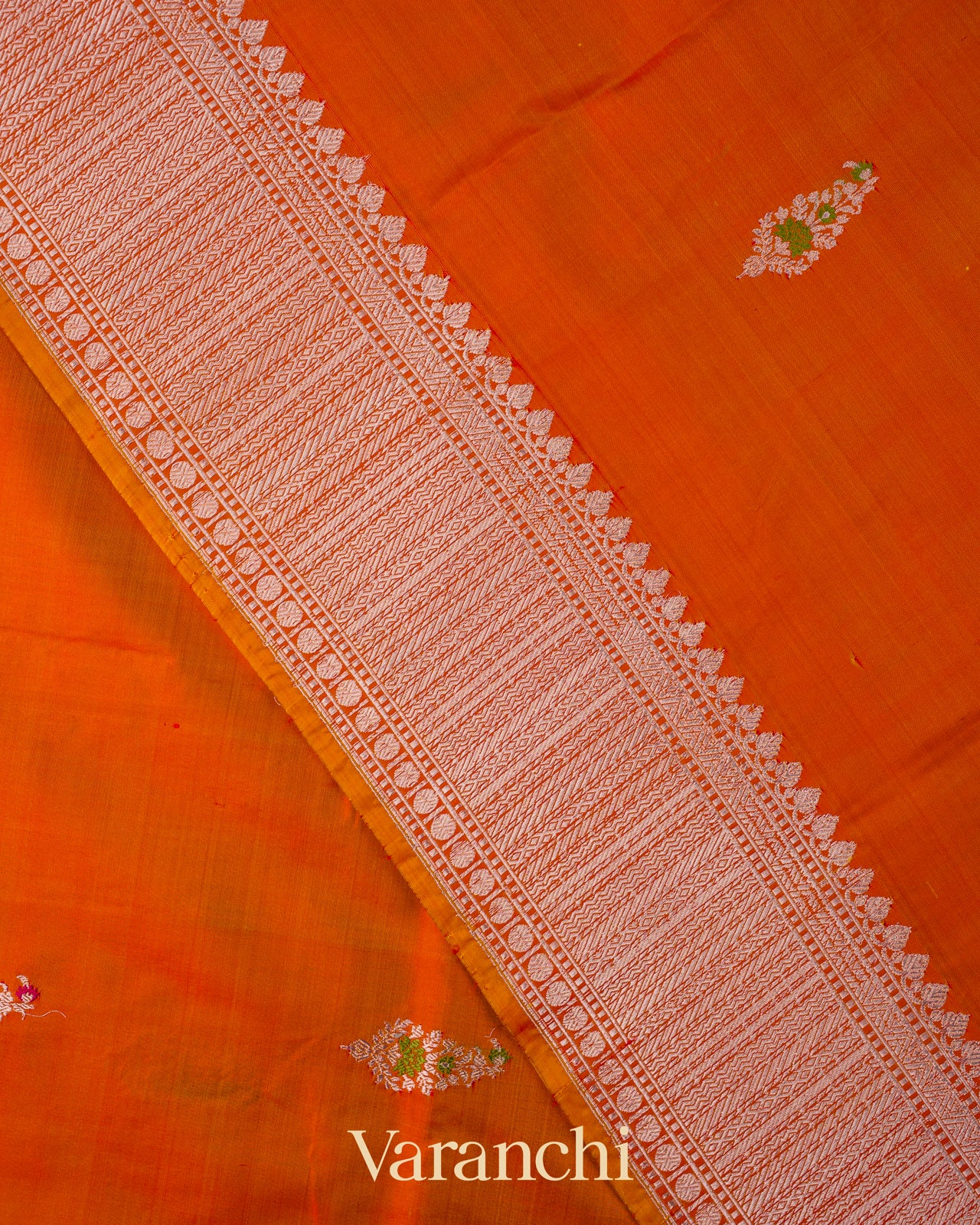 Vermilion Orange Pure Katan Silk Handloom Saree