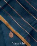 Midnight Blue Pure Kora Silk Handloom Saree