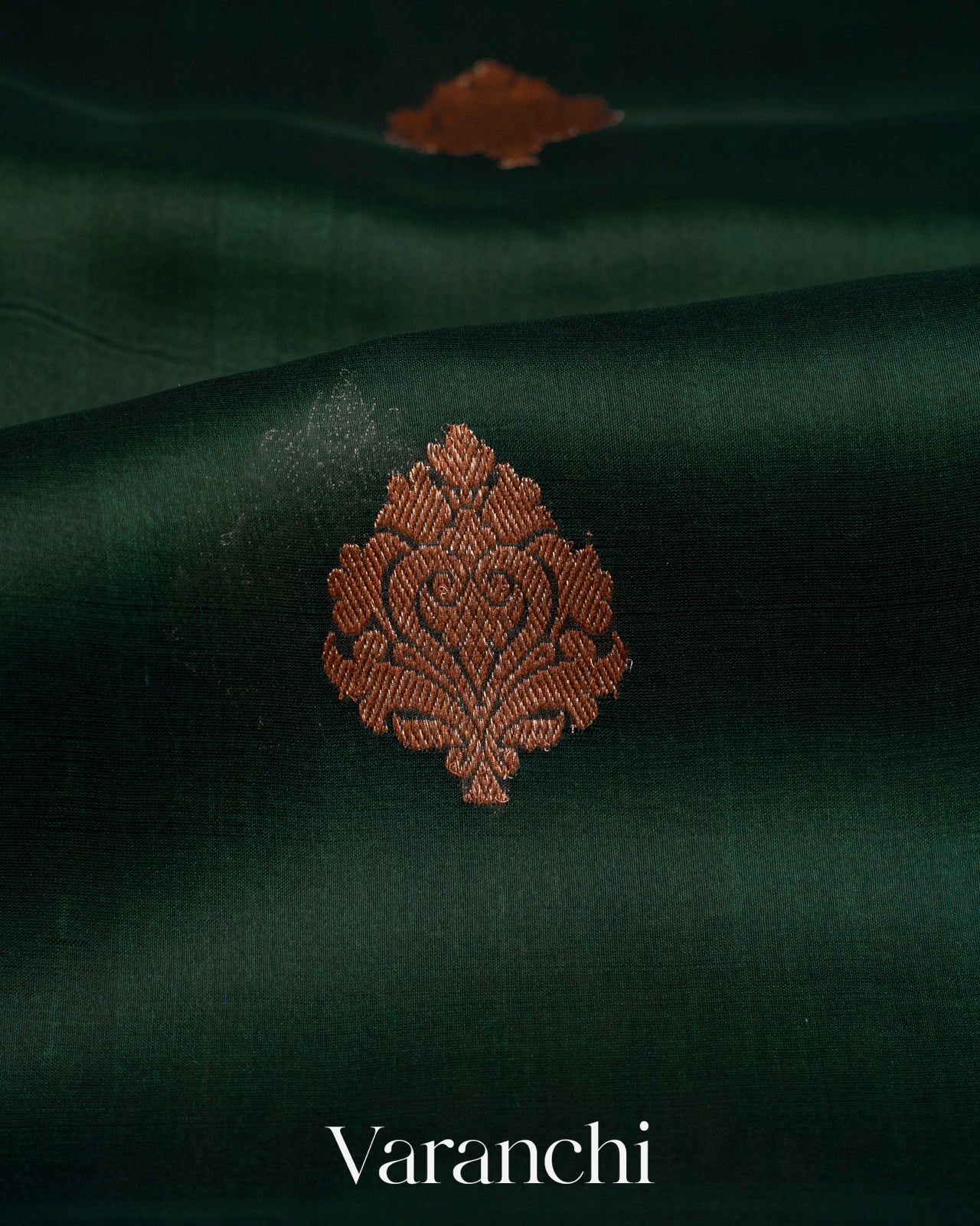 Bottle Green Pure Kora Silk Handloom Saree