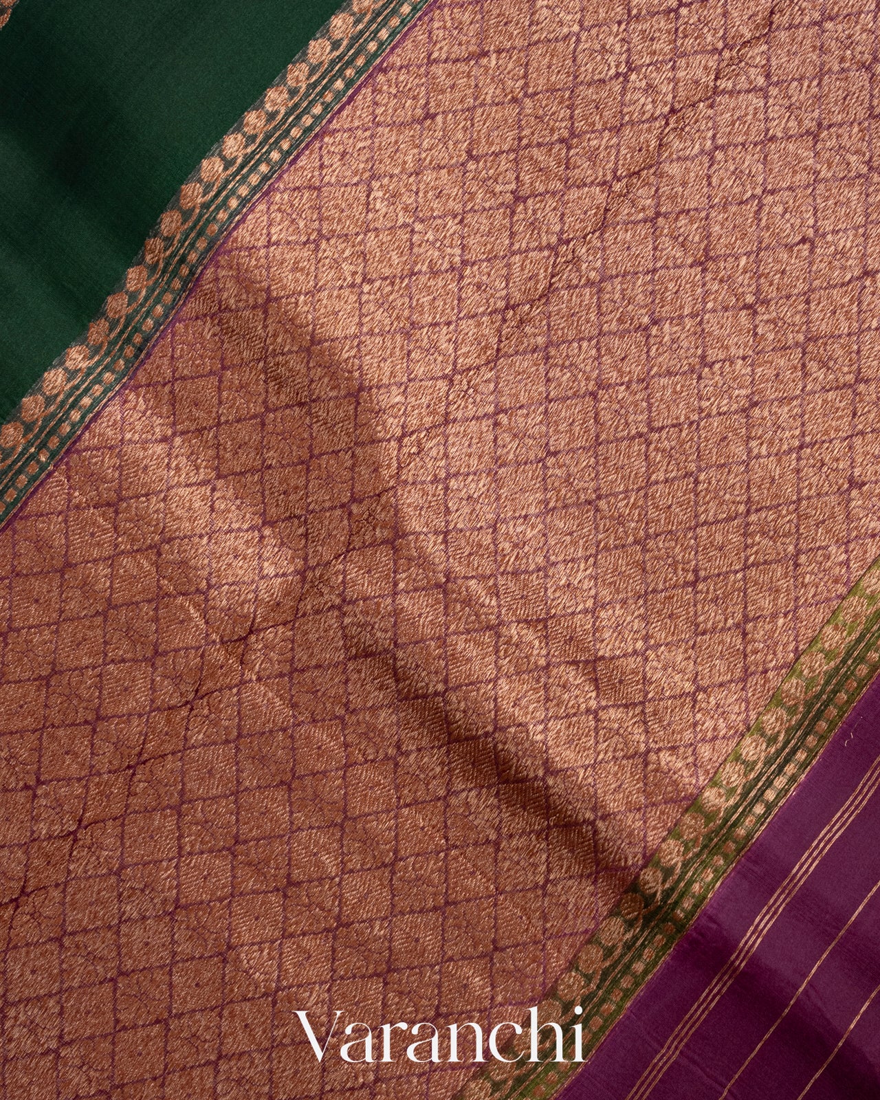 Bottle Green Pure Kora Silk Handloom Saree