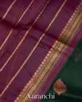 Bottle Green Pure Kora Silk Handloom Saree